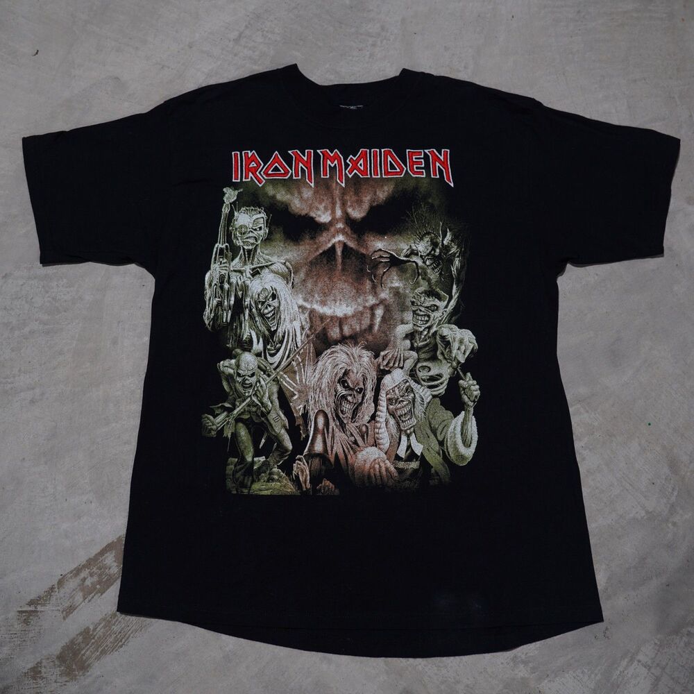 Y2K Iron Maiden Brave New World Tee Mens XL Black Two Sided Eddie Metal Band